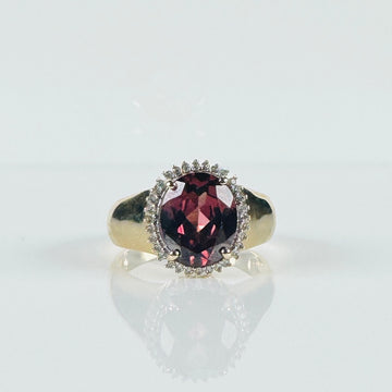 Vintage entourage ring met amethist & witte saffieren