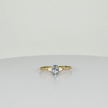 Vintage Ring met Ovale Aquamarine