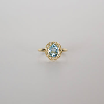 vintage ring met ovale topaas