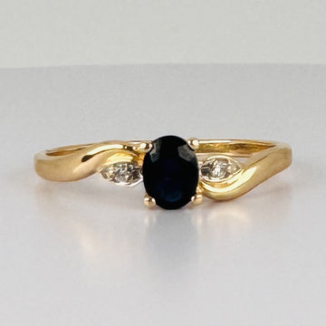 Vintage Ring met Saffier & Diamanten
