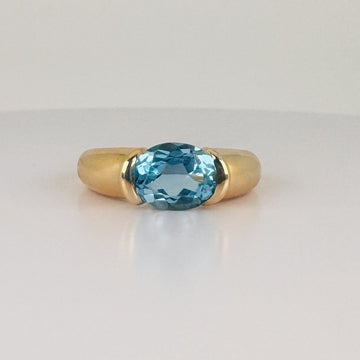Vintage Gouden Ring met Blauwe Topaas