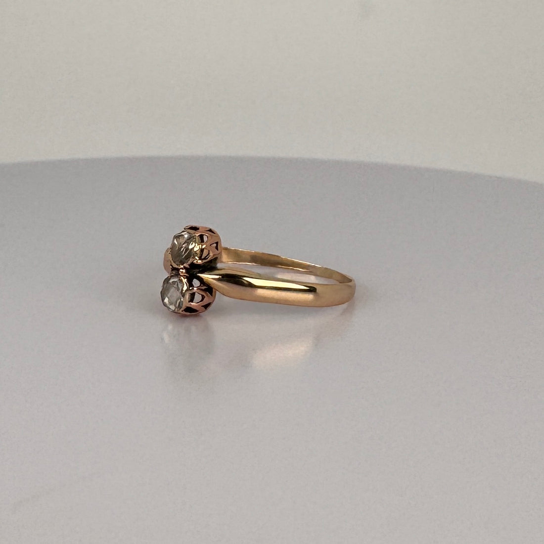 Antieke 14 Karaat Geelgouden Ring met Roosgeslepen Diamanten