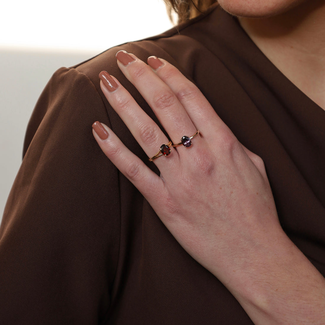 Vintage Solitaire Ring with Oval Garnet