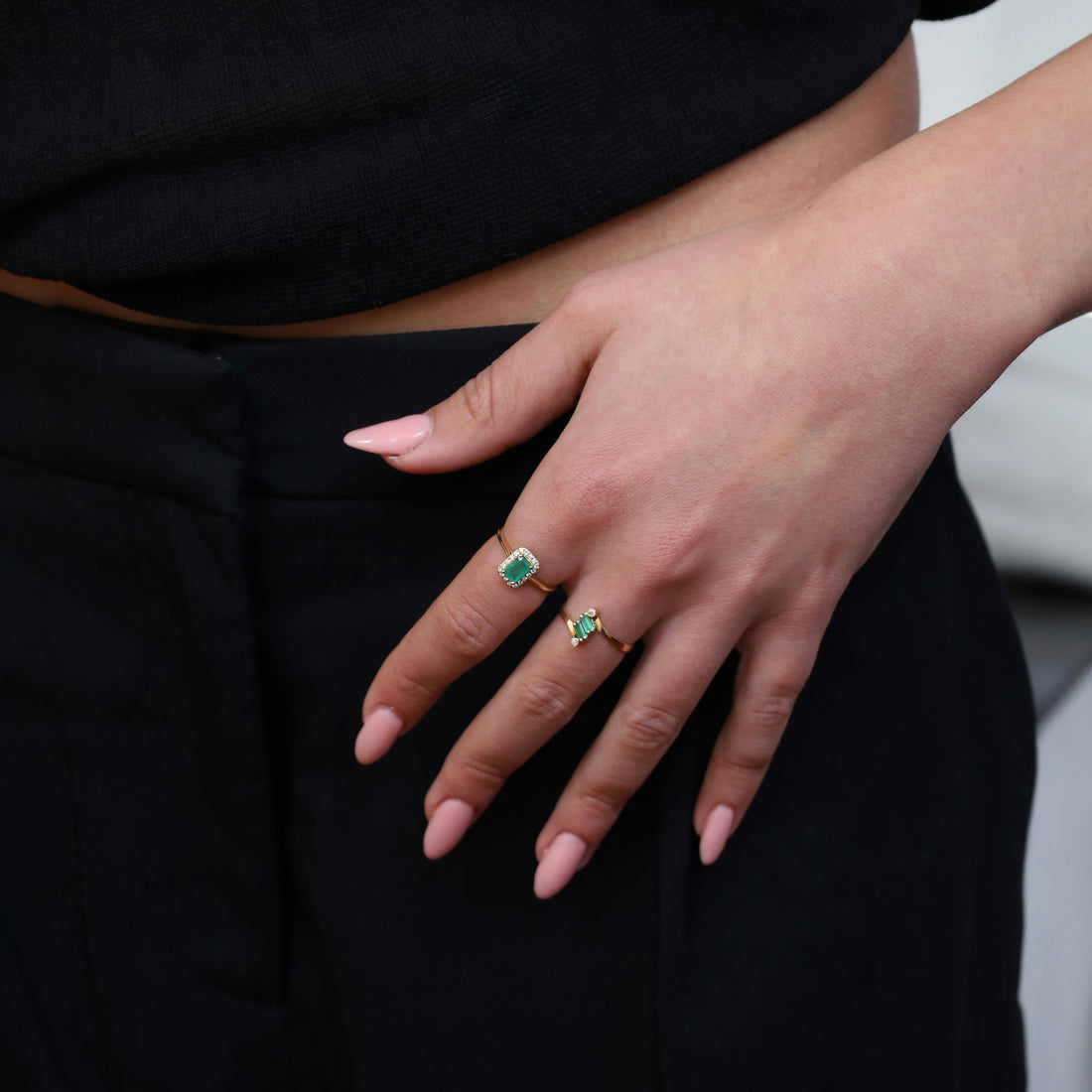 Vintage Ring with Green Tourmalines & Diamonds
