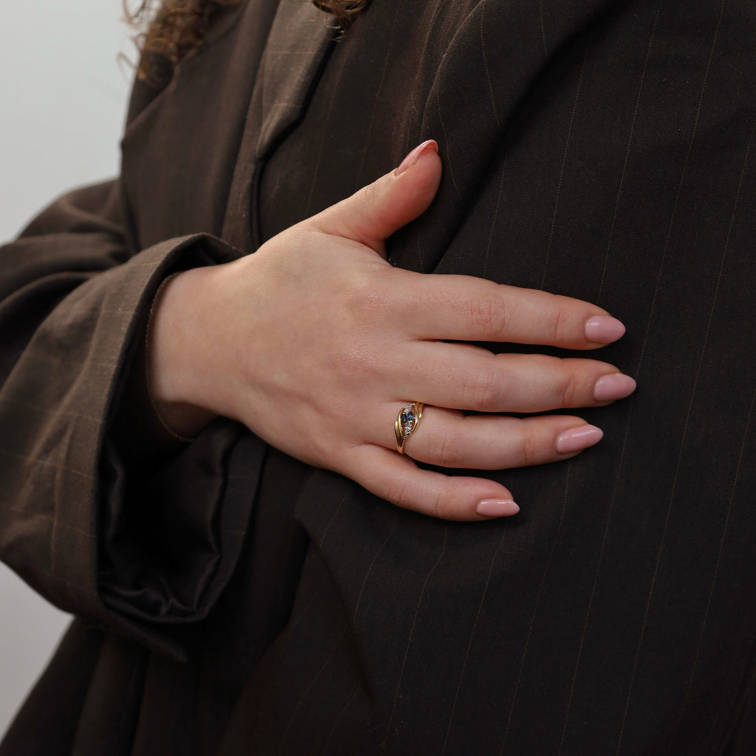 Vintage Ring met Witte Saffieren & Diamanten