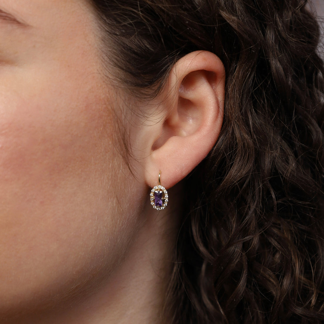 Vintage Oorbellen met Amethist & Witte Saffieren