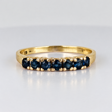 14K Yellow Gold Seven Sapphire Half Eternity Ring