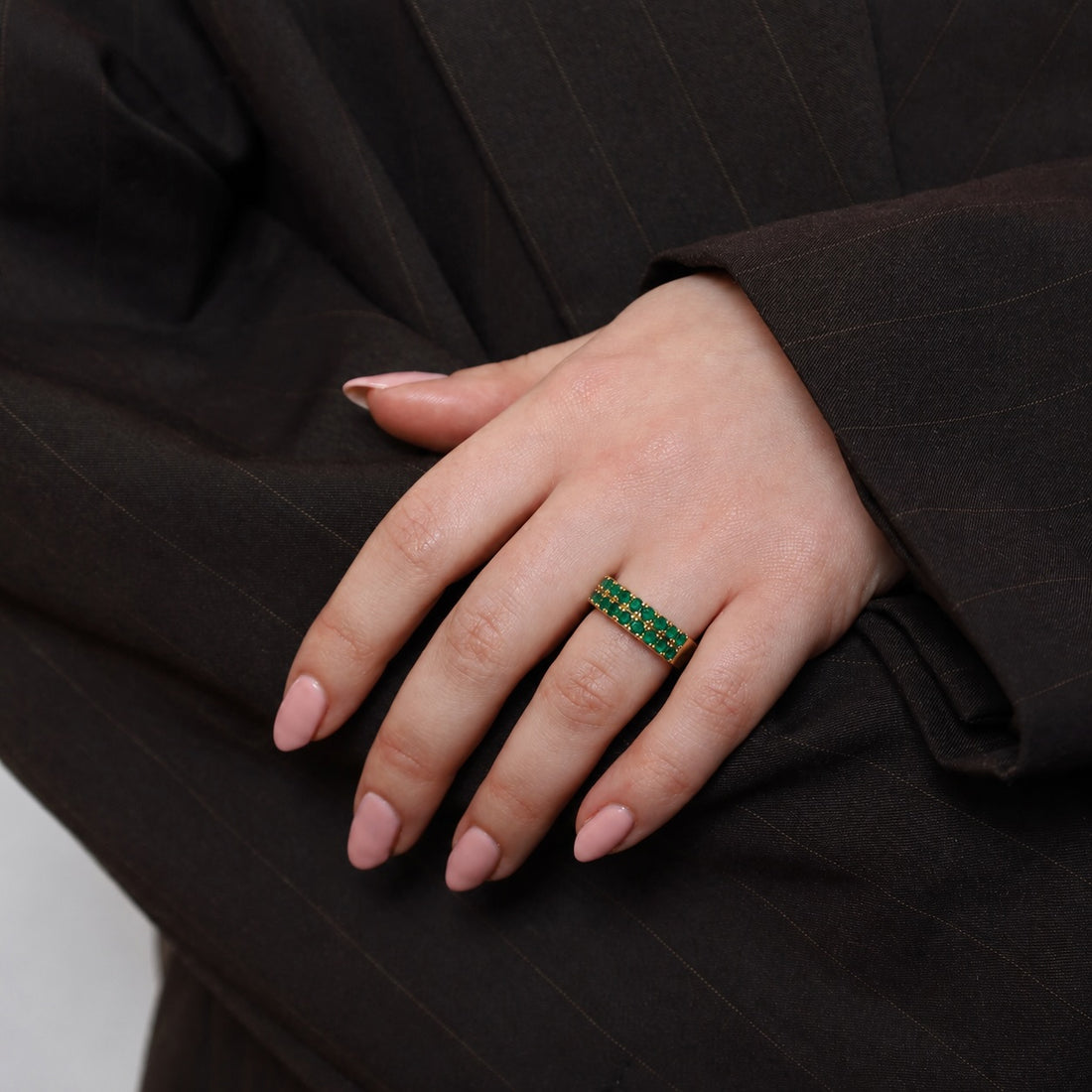 Vintage Ring with Round Emeralds