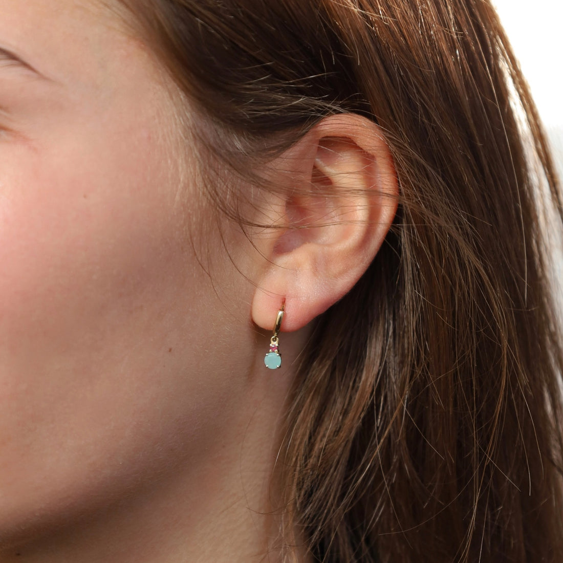 Vintage Oorbellen met Turquoise & Robijn