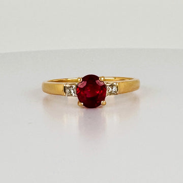 18K Yellow Gold Ruby & Diamond Ring