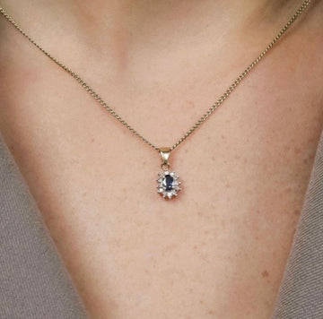 Vintage Hanger met Blauwe Saffier & Diamantjes