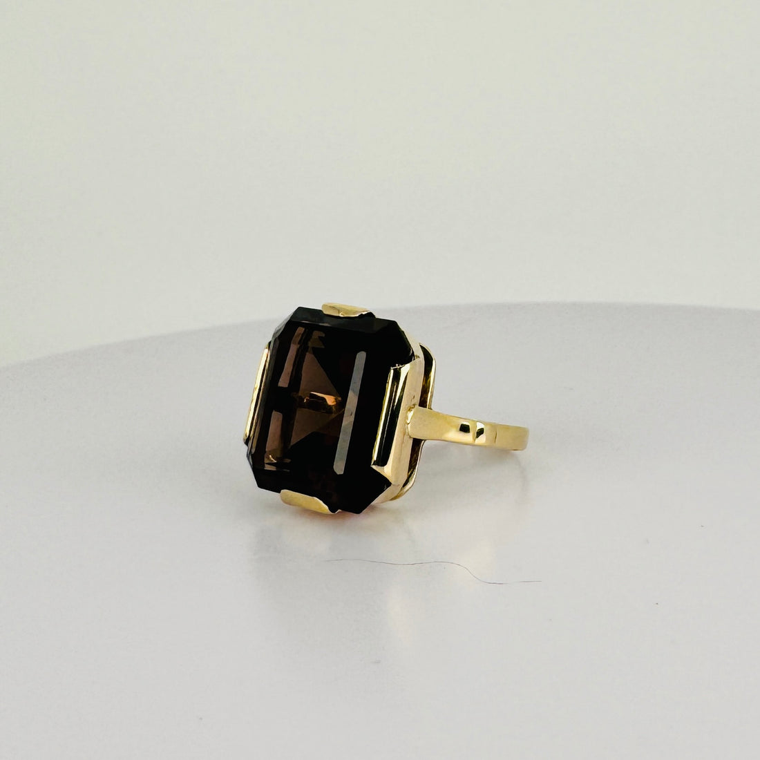 Vintage Ring 14k Goud met Rookkwarts