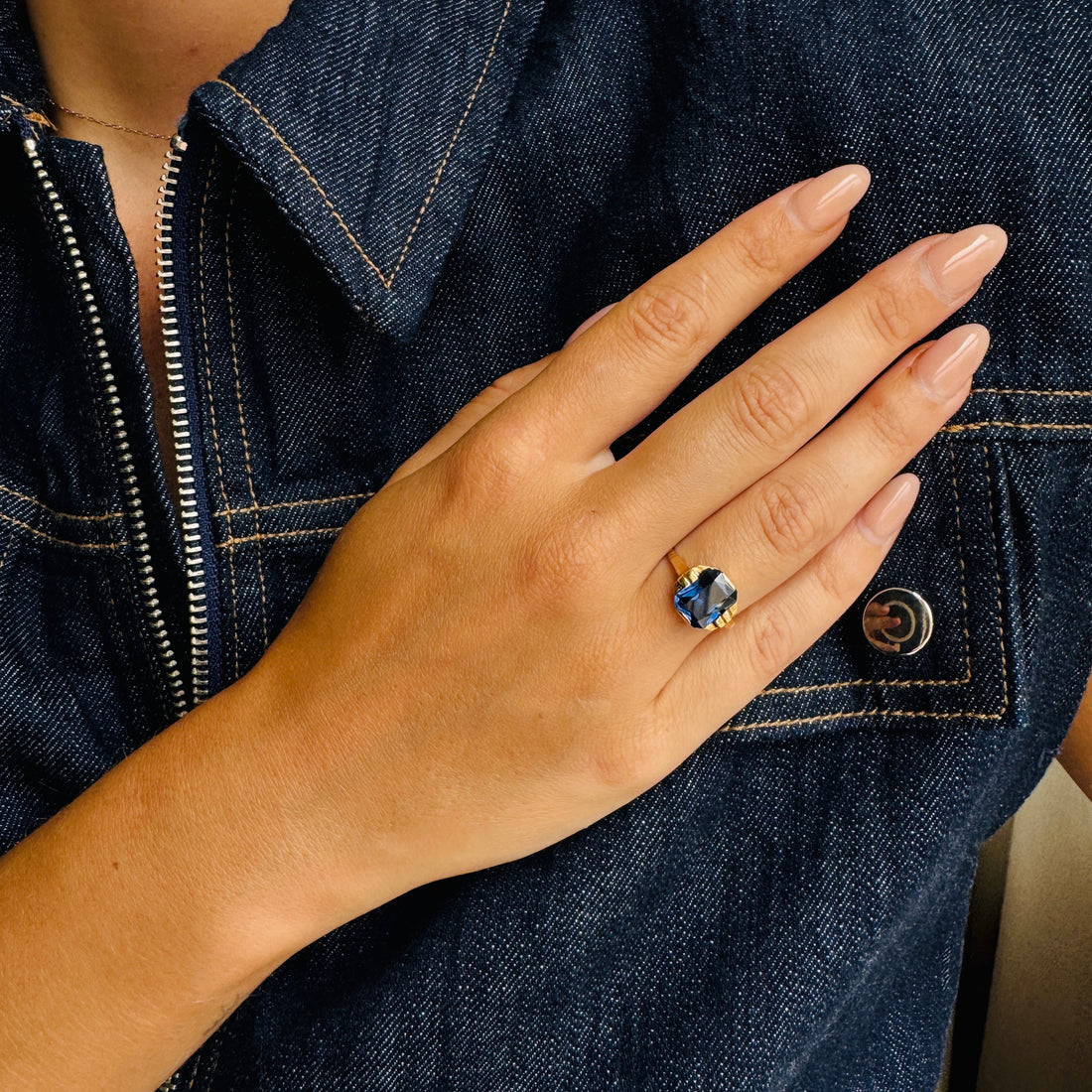 Vintage 14 Karaat Geelgouden Ring met Tanzaniet