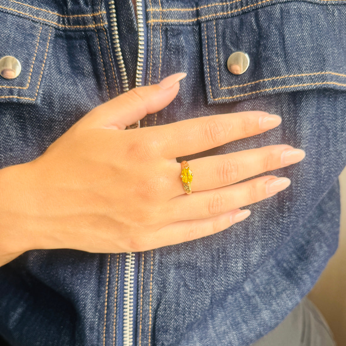 Vintage Gouden Ring met Citrien
