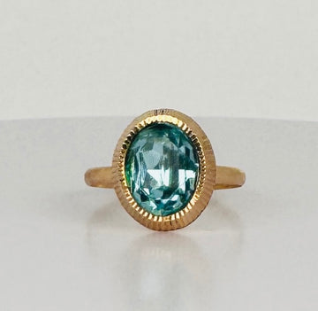 Vintage ring with oval blue topas