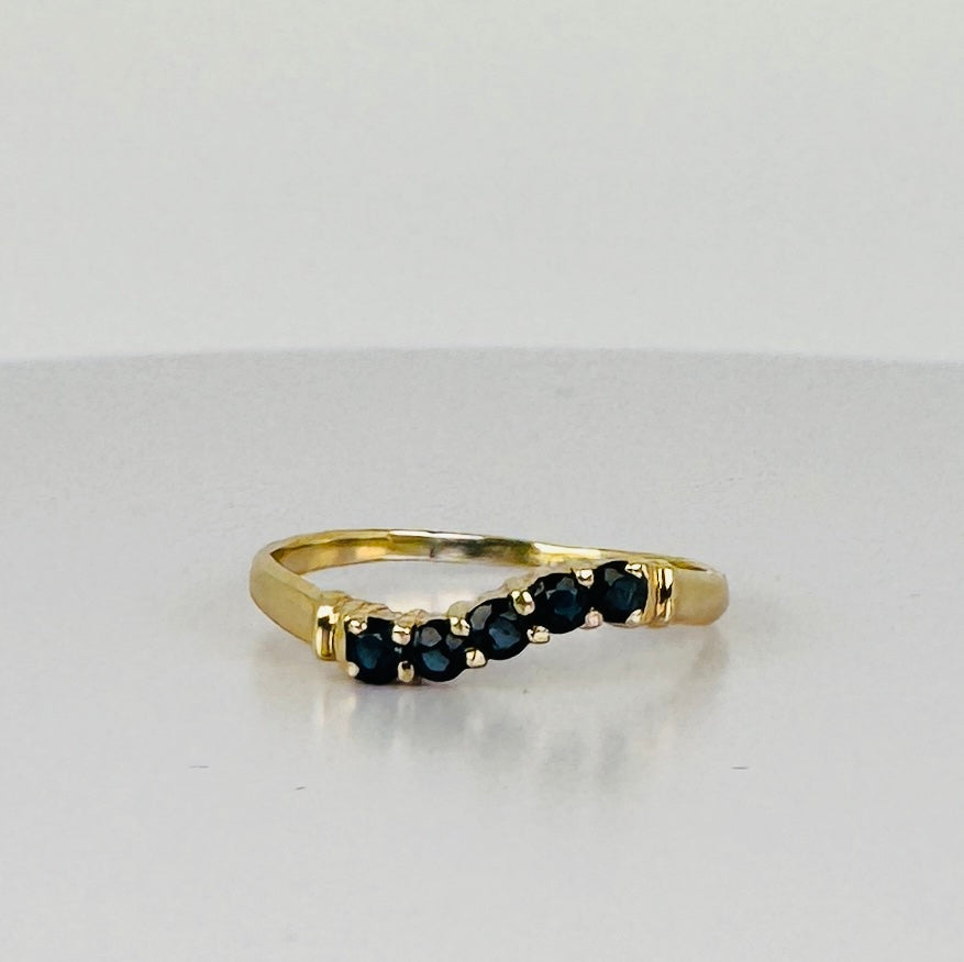 Vintage Ring 14k met Blauwe Saffieren