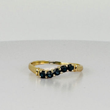 Vintage Ring 14k met Blauwe Saffieren