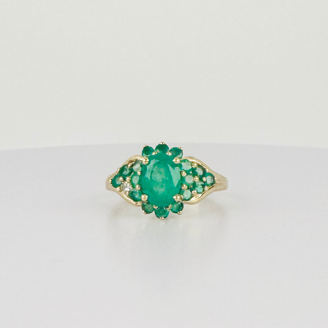 Vintage Ring met Diamant & Smaragd
