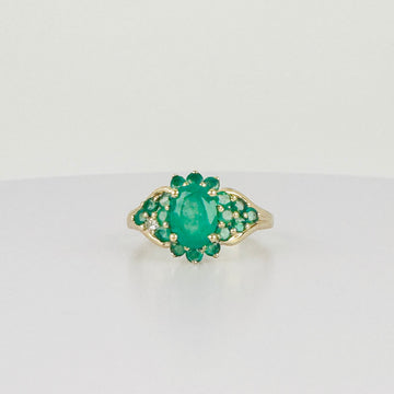 Vintage Ring met Diamant & Smaragd