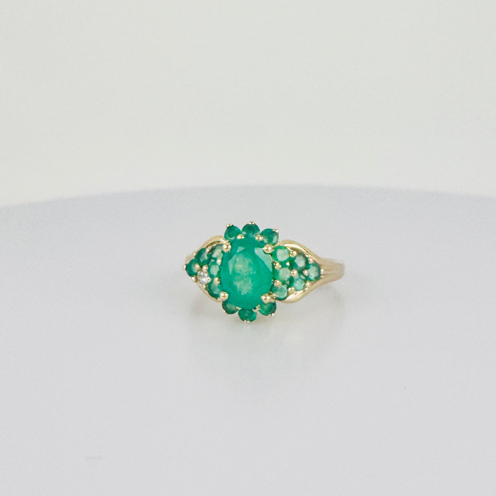 Vintage Ring met Diamant & Smaragd