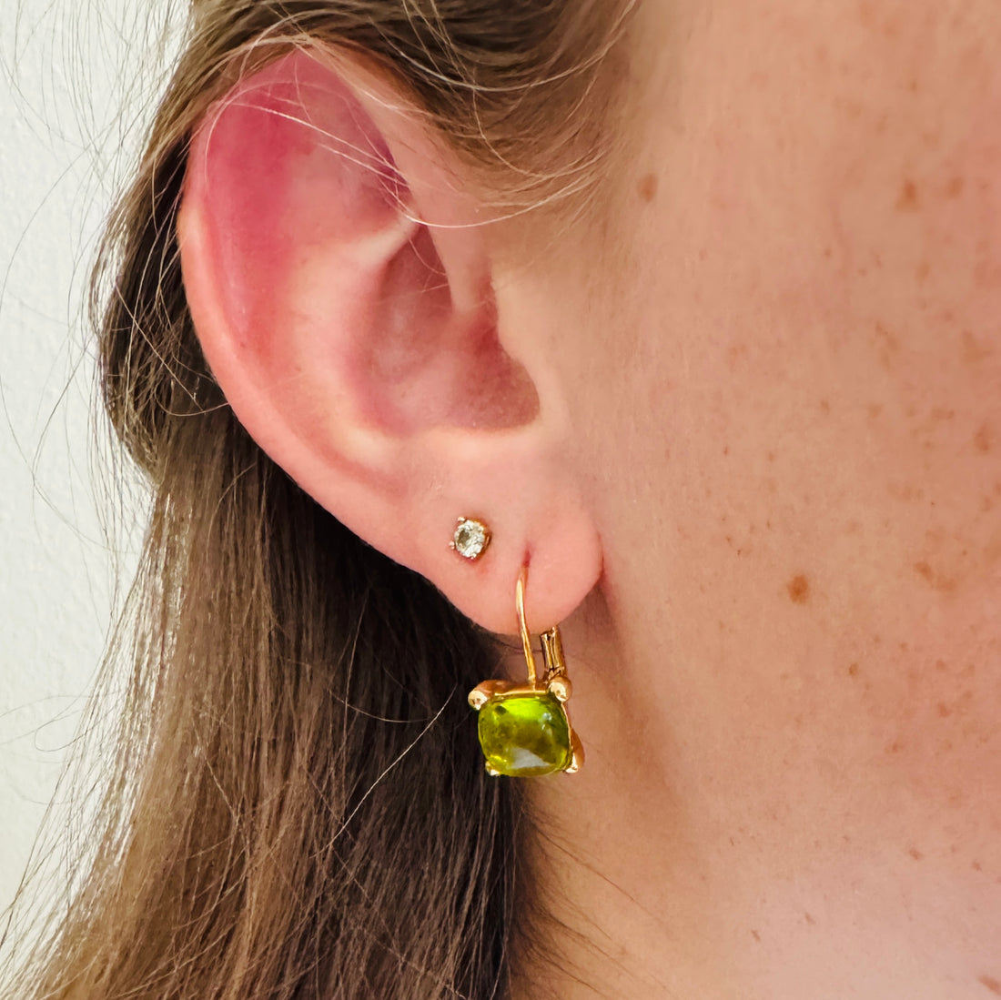 Vintage Oorbellen met Groen Glas