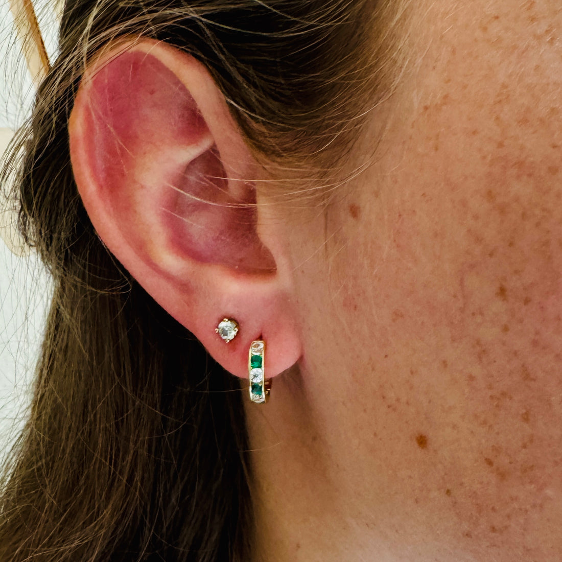 Vintage Oorbellen met Smaragd & Diamantjes