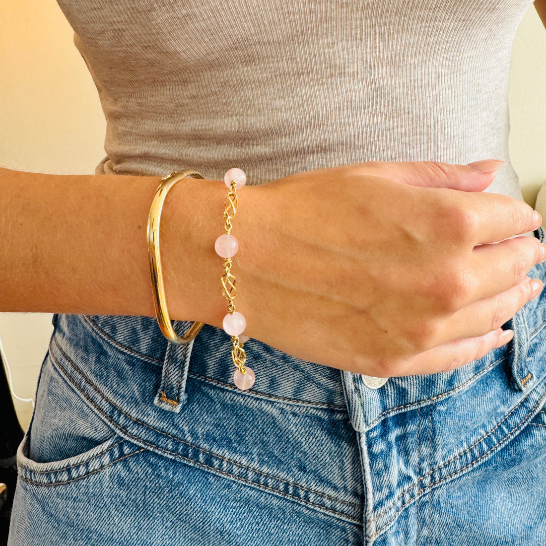 Vintage Armband met Rooskwarts