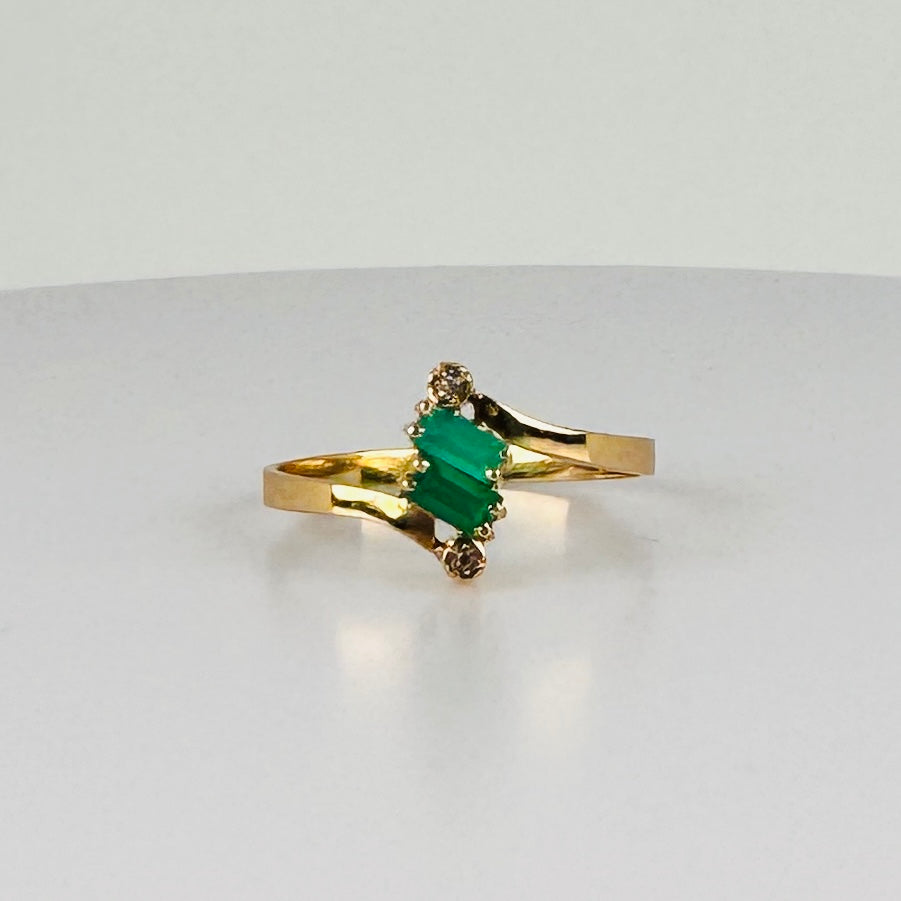 Vintage Ring with Groene Tourmalijnen & Diamandjes
