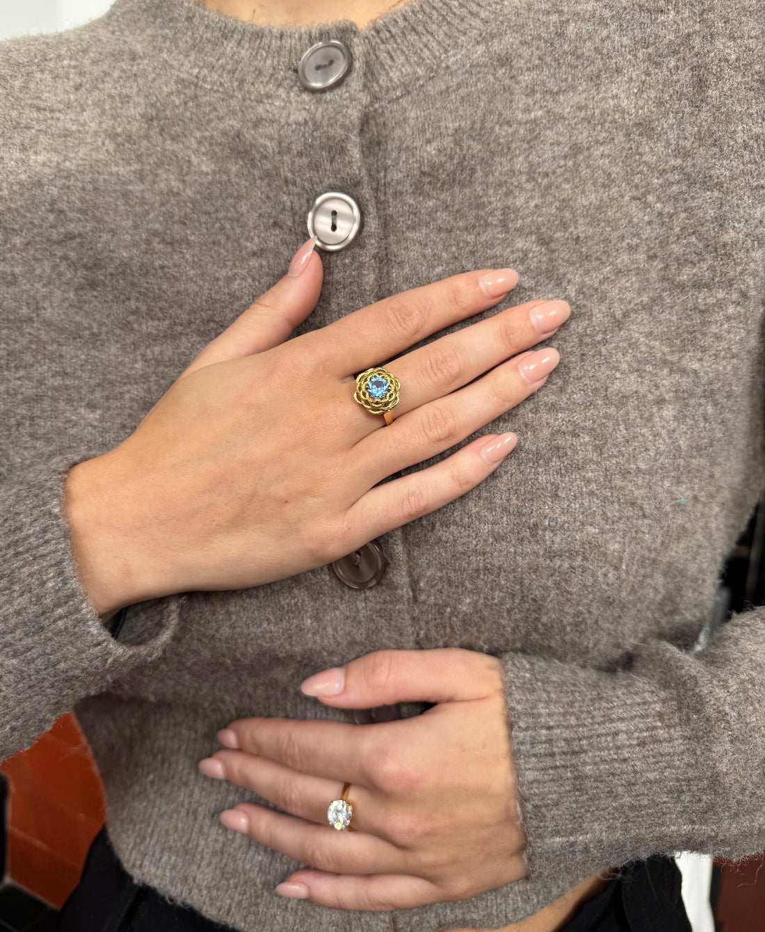 Vintage Ring met Blauwe Topaas