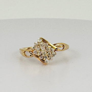 Vintage 18k Gouden Ring met Diamanten 