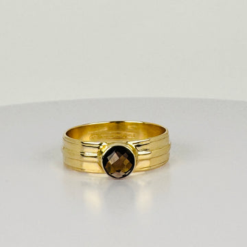 Vintage 14k Gouden Ring met Smokey Kwarts
