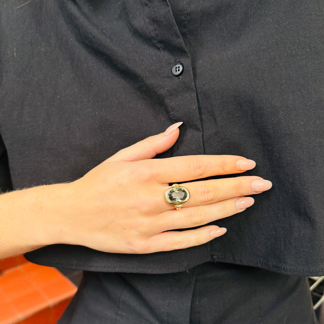 Vintage Ring met Groene Toermalijn