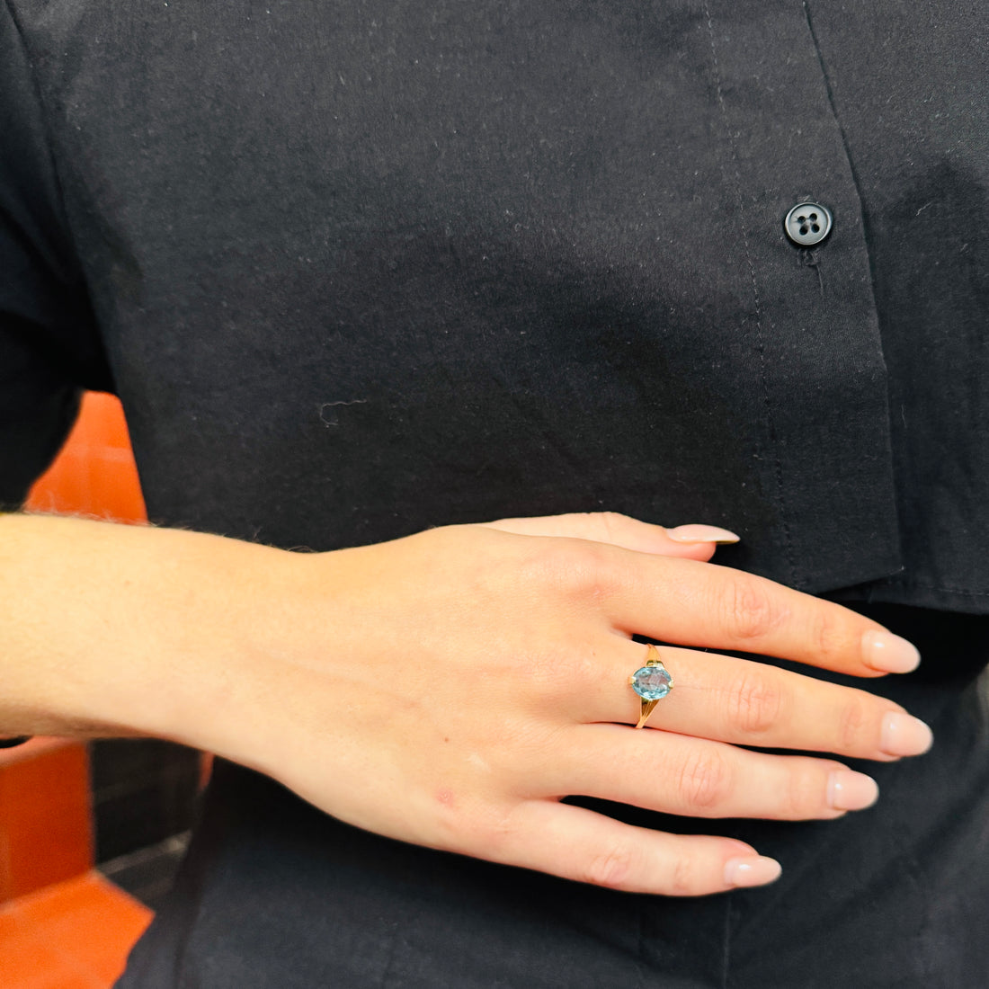 Vintage Ring met Ovale Aquamarijn