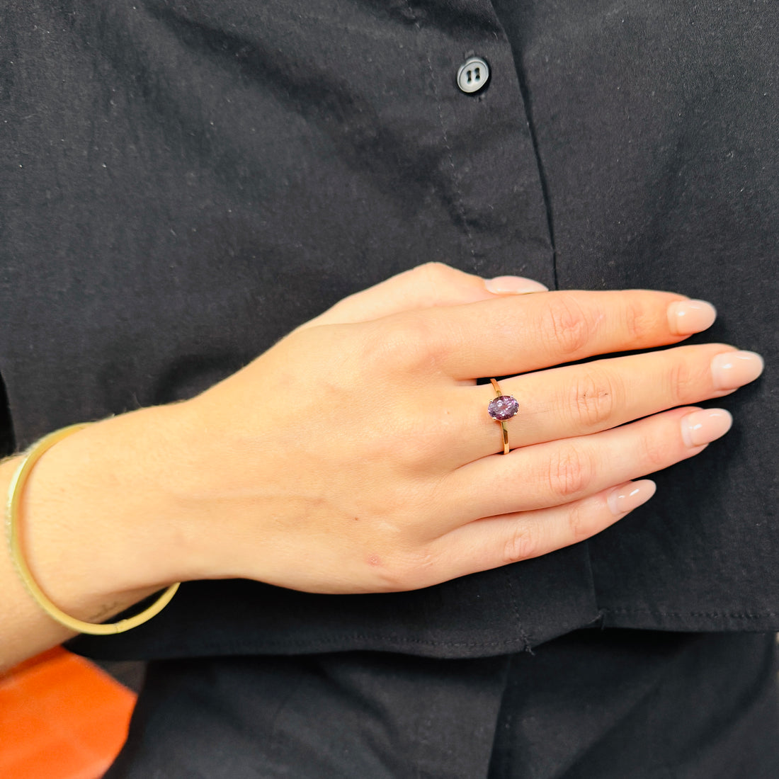 Vintage Ring with Purple Natural Spinel