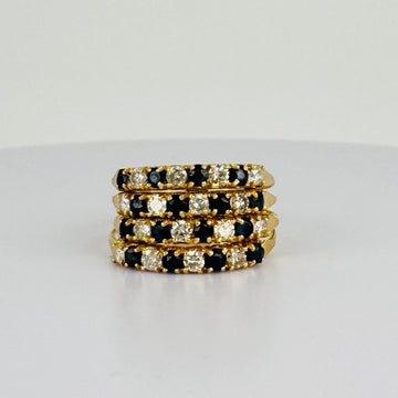 Vintage Stack Rings met Diamanten & Blauwe Saffieren