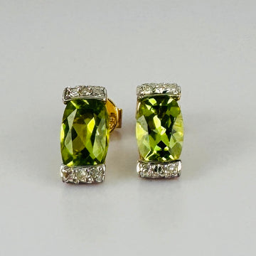 Vintage Oorbellen met  Peridot & Diamanten