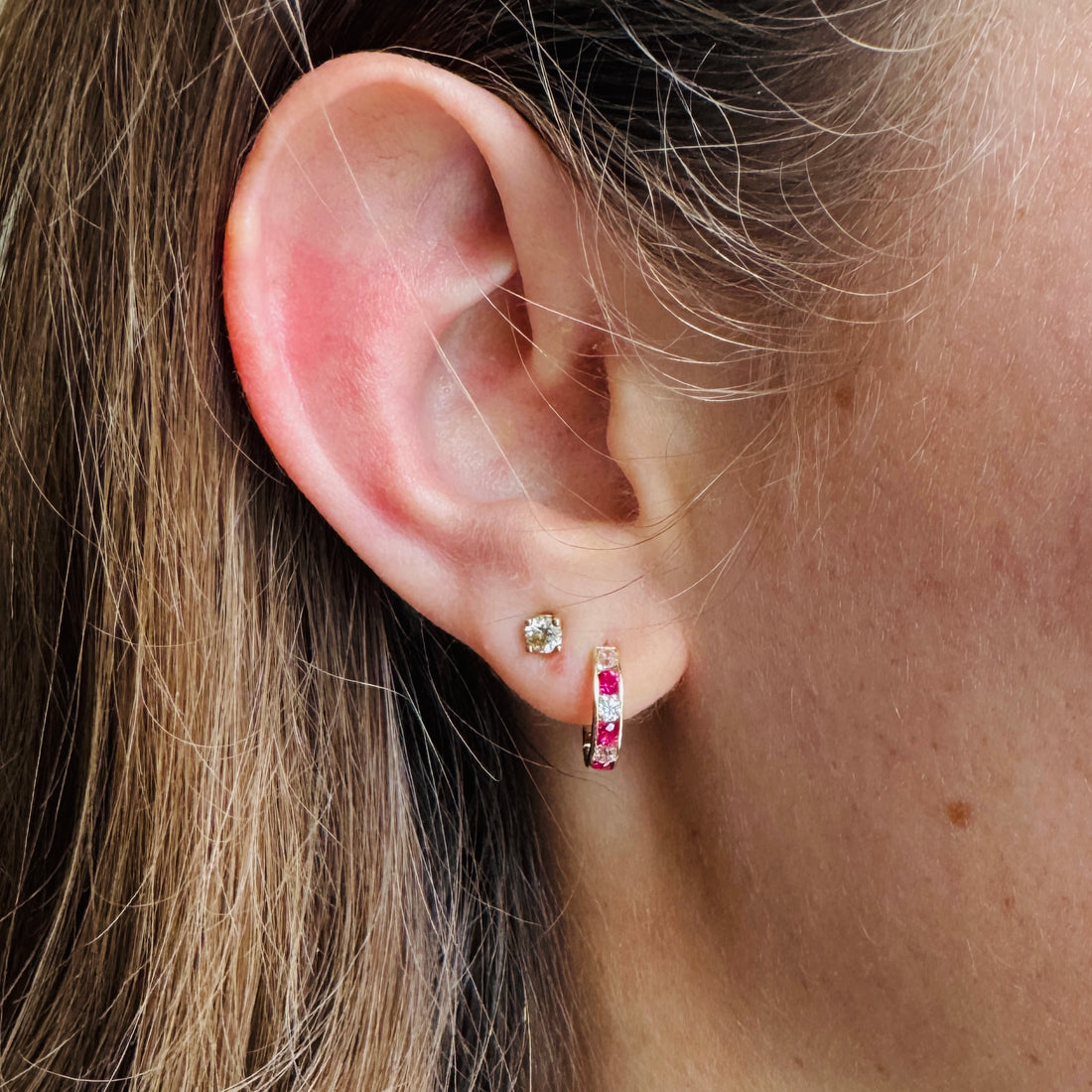 Vintage Oorbellen met Robijnen & Diamanten