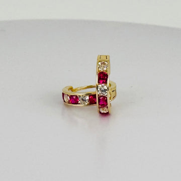 Vintage Earrings 14k gold with Rubies & White Sappphires