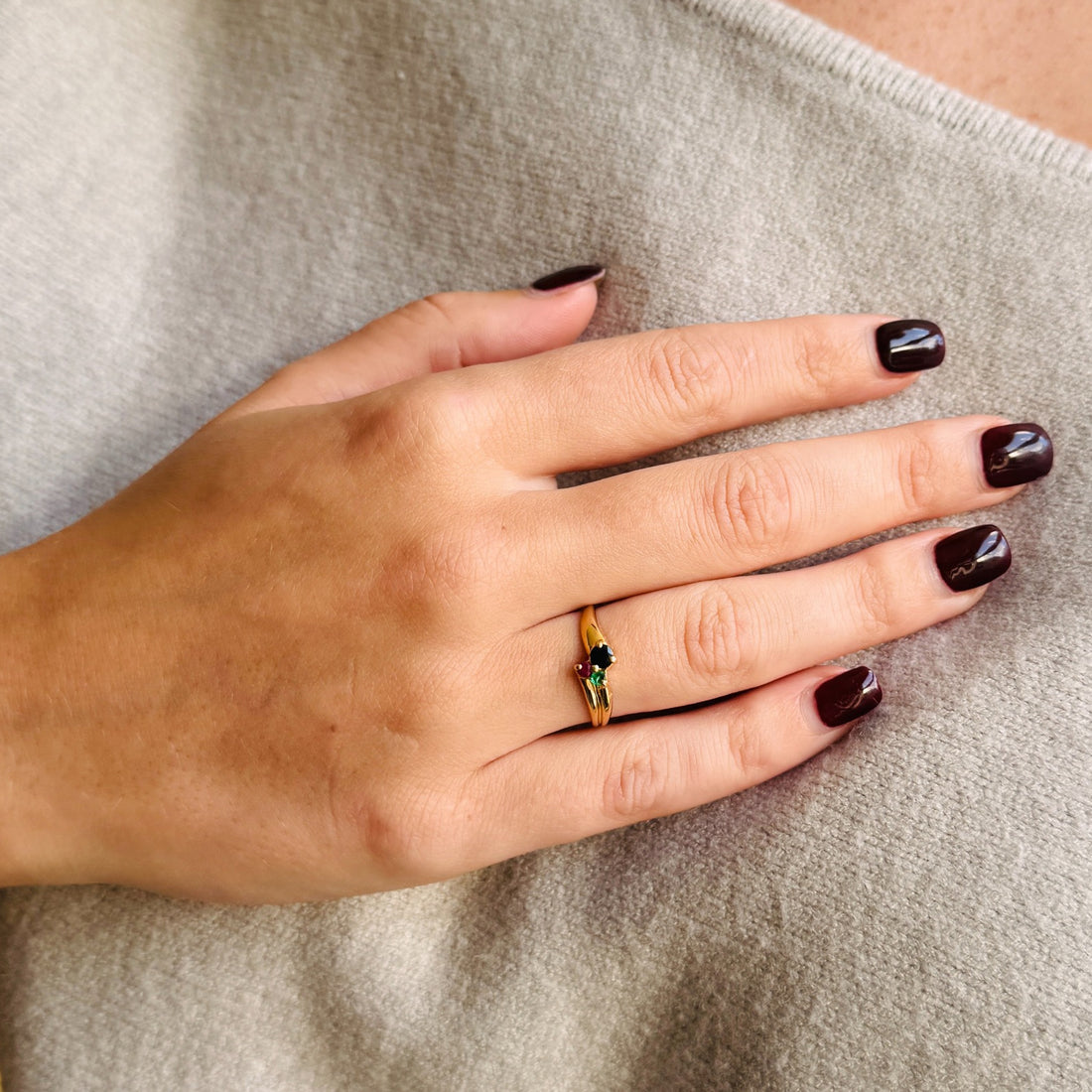 Ring 18k Yellow Gold with Sapphire & Ruby & Emerald