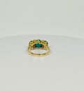 Ring with natural diamonds green stone