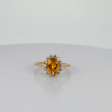 Vintage Entourage Ring met Citrien en Diamant