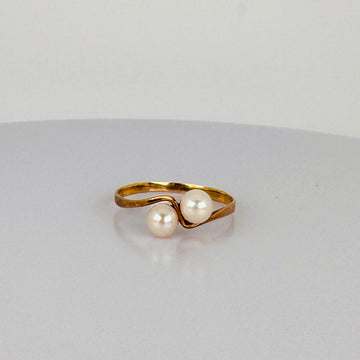 Vintage Ring met Twee Parels