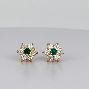 Vintage Oorbellen met Smaragd &Witte Saffieren