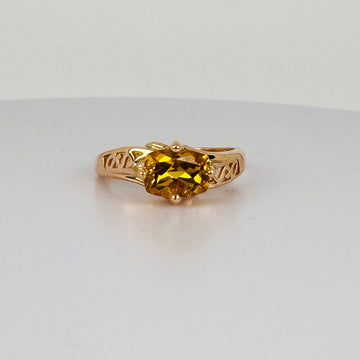 Vintage Ring Gold with Oval Citrine