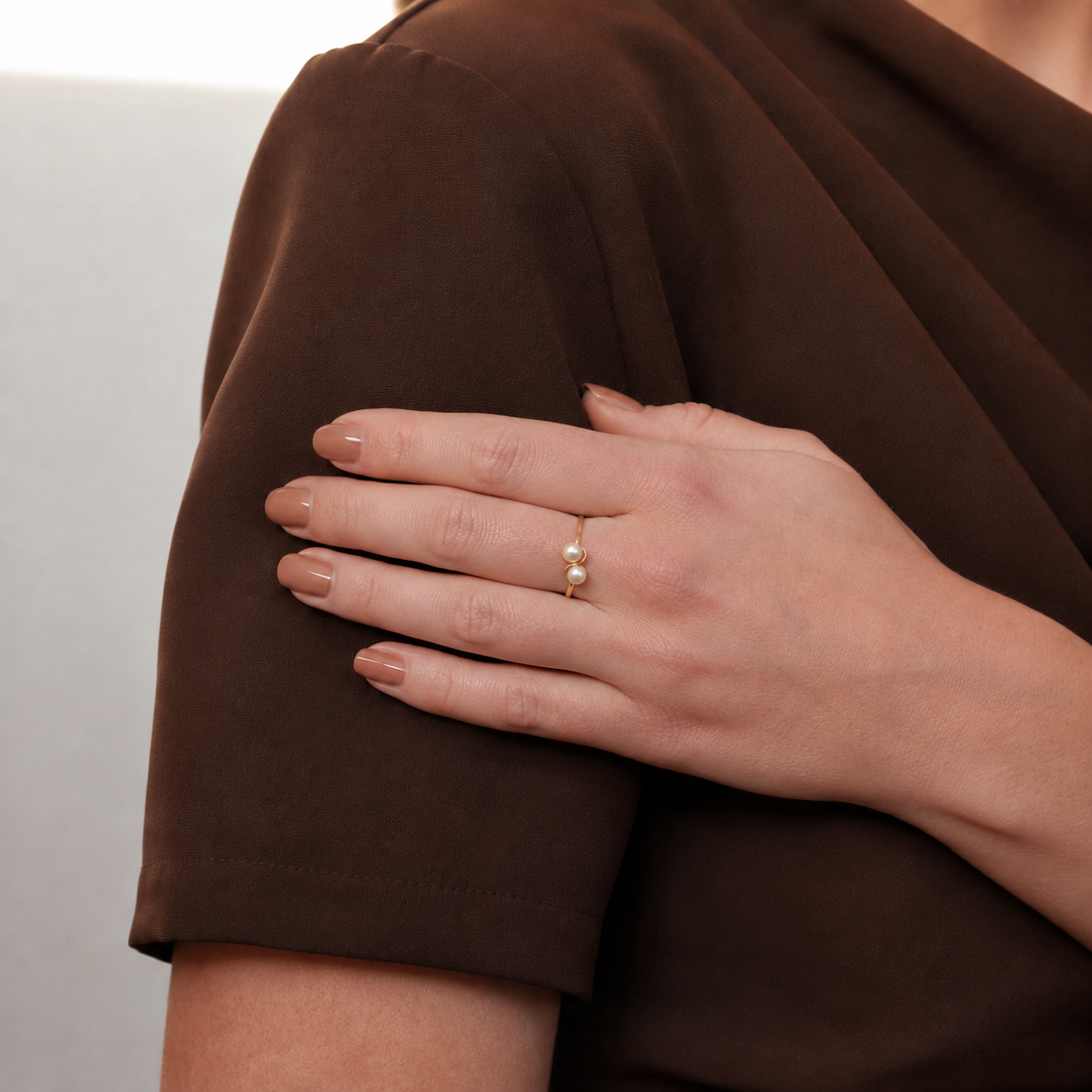 Vintage Ring met Twee Parels