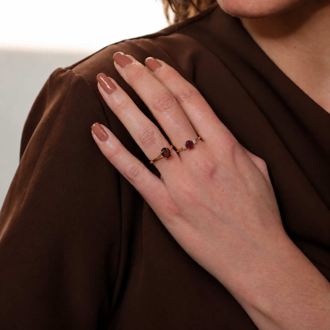 Vintage Ring Goud met Robijn & Diamanten