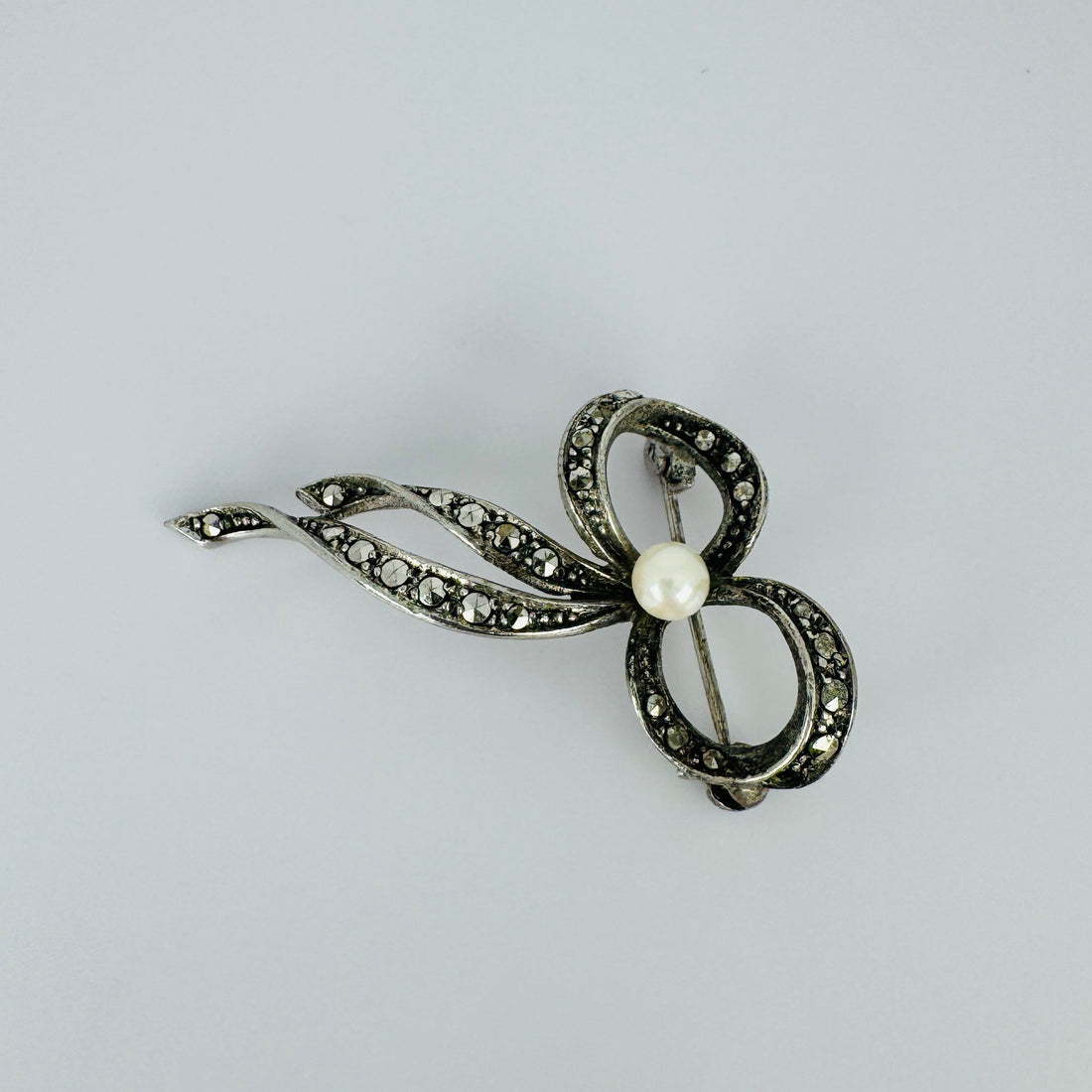 Vintage Broche met Markasieten & Parel