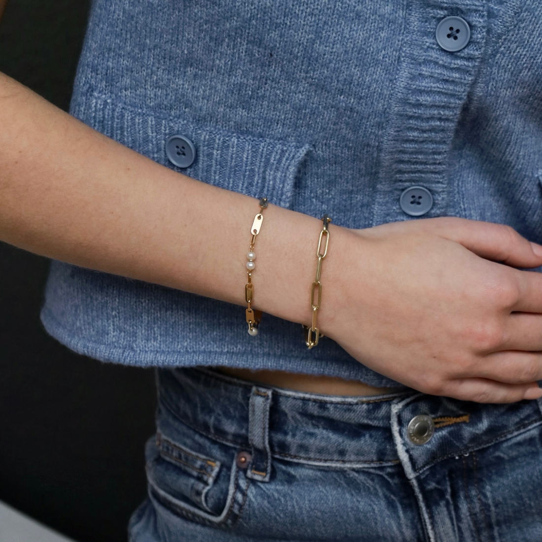 Vintage bracelet gold with pearls